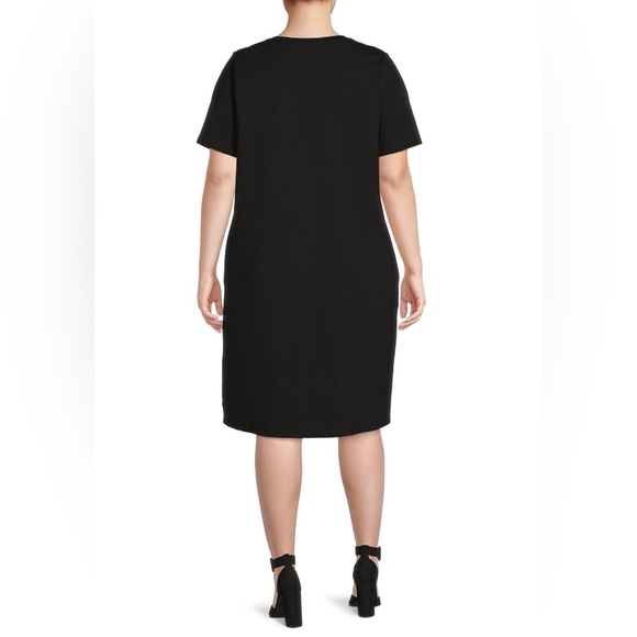 NWOT Terra & Sky Solid Black Casual T-Shirt Dress w/High-Low Hem & Side Slits XL - Picture 2 of 8